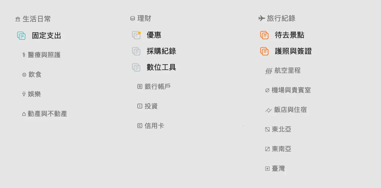 Agenda 分類前面加上小圖標